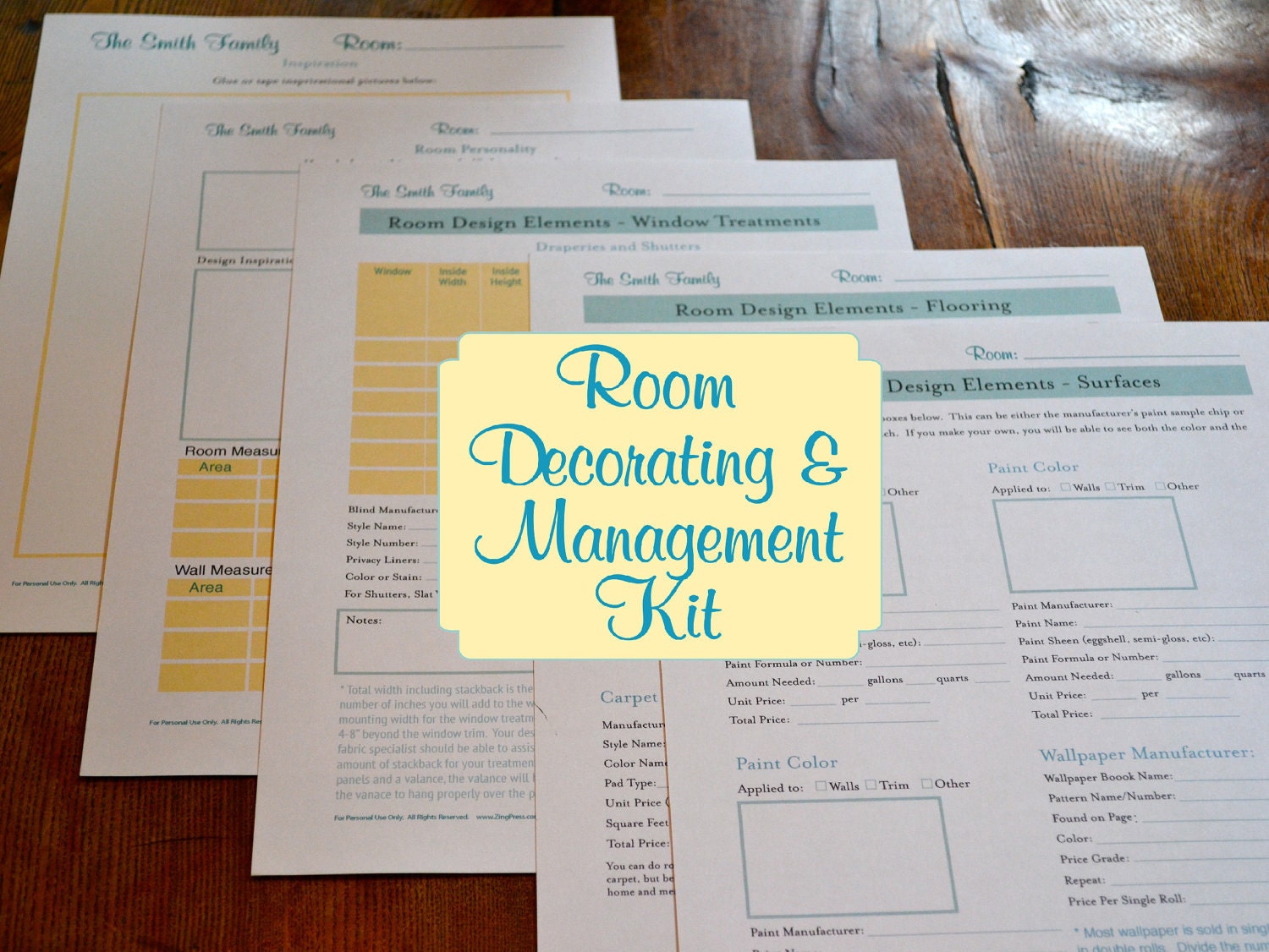 The Room Decorating and Management Kit - 5 Documents IMMEDIATE DIGITAL DOWNLOAD