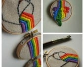 RAINBOW WALL ART -  Fun paintcan hand embroidered home decor
