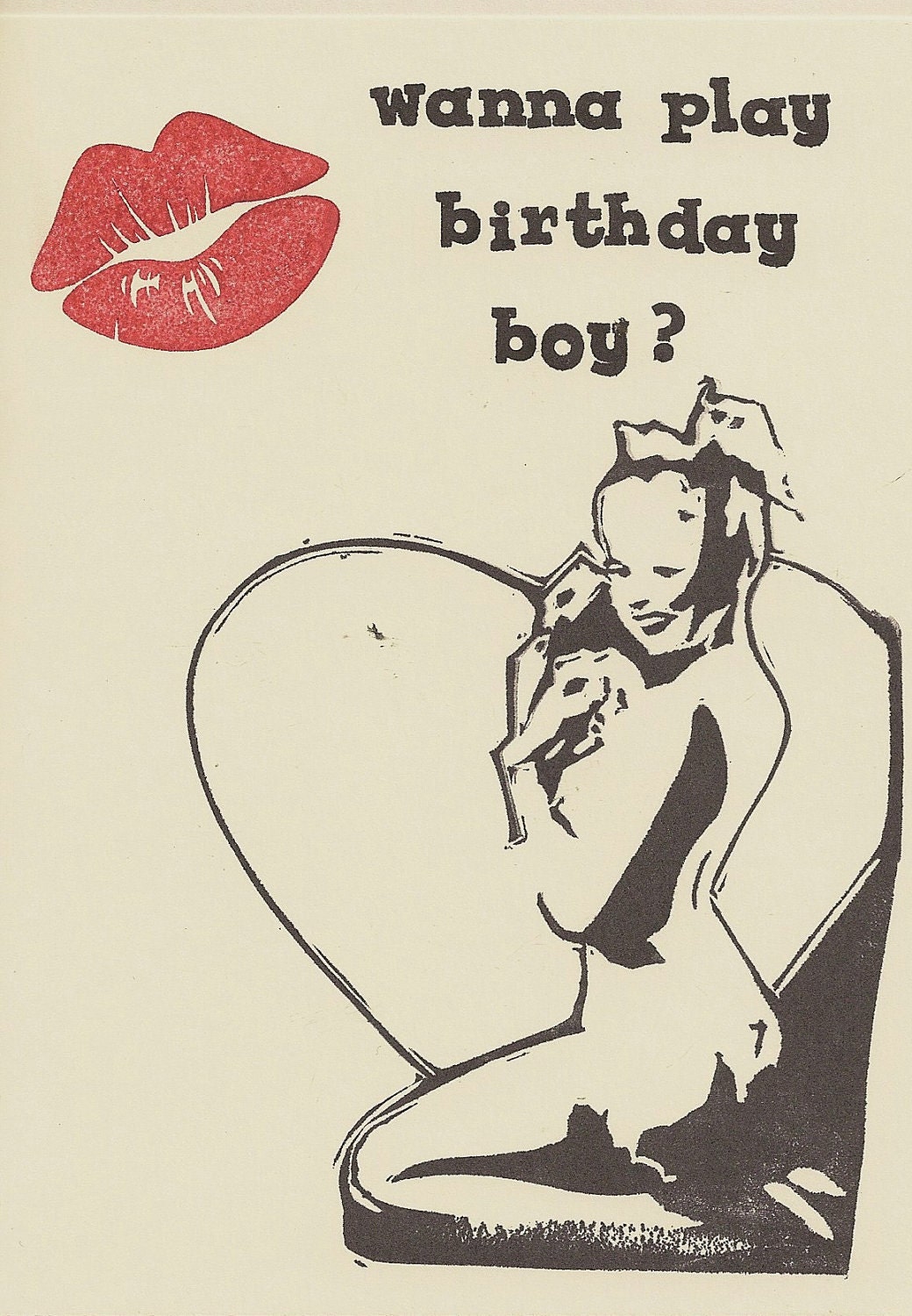 Sexy Poker Pin Up handstamped birthday card