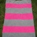 RESERVED FOR ANGELA Hand Knit, Baby Blanket, Hot Pink & Grey Stripes, Simple, Modern, Swaddle, Free Shipping