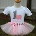 Personalized Elephant Pink and Grey Birthday Tutu Outfit