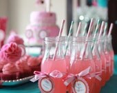 12 Glass Milk Bottle Jars- Party or Wedding Drink Bottles or Glasses