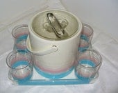 Vintage Ice Bucket with Glasses (Plastic)