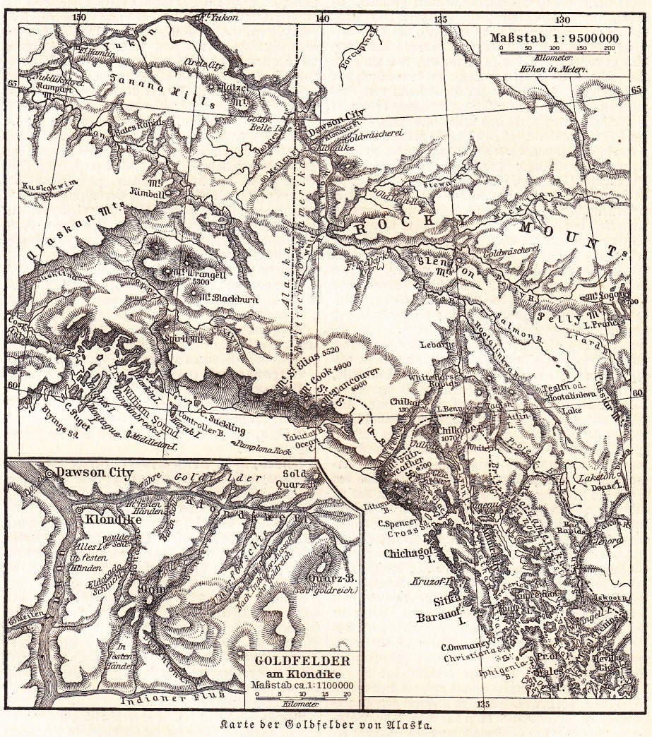 1897 Alaska with the Klondike Gold Fields in the by Maptimistic