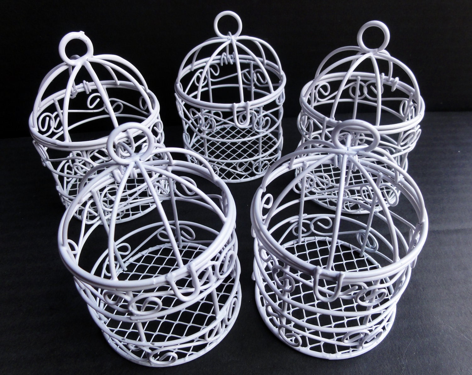 Decorative Bird Cages 5 Mini Small White Cages by CagedCraft