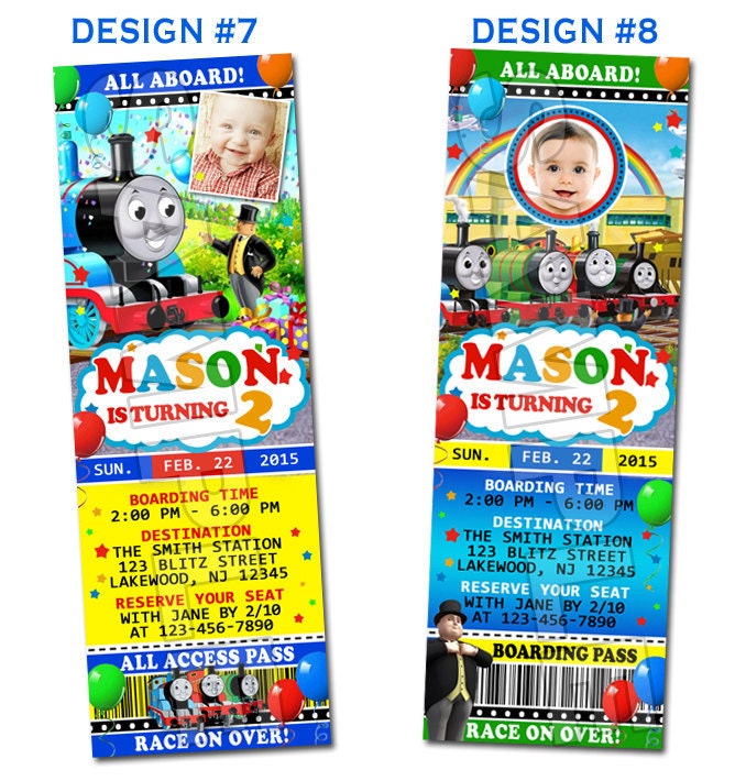 Thomas the Tank Train Engine Birthday Party Photo Ticket Invitations - Printable