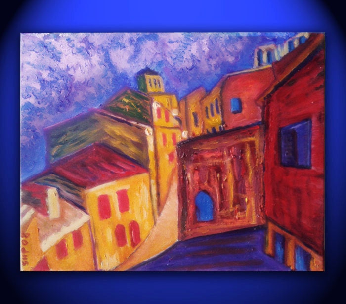 Storm Over Assisi - Landscape Art - Oil on Canvas - 16x20 - Assisi Italy