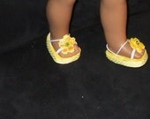 American Girl Or 18 inch Doll Platform Foam Yellow Flower Sandals