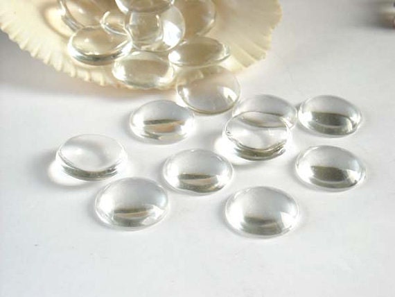 20 Clear Glass Cabochons 16mm