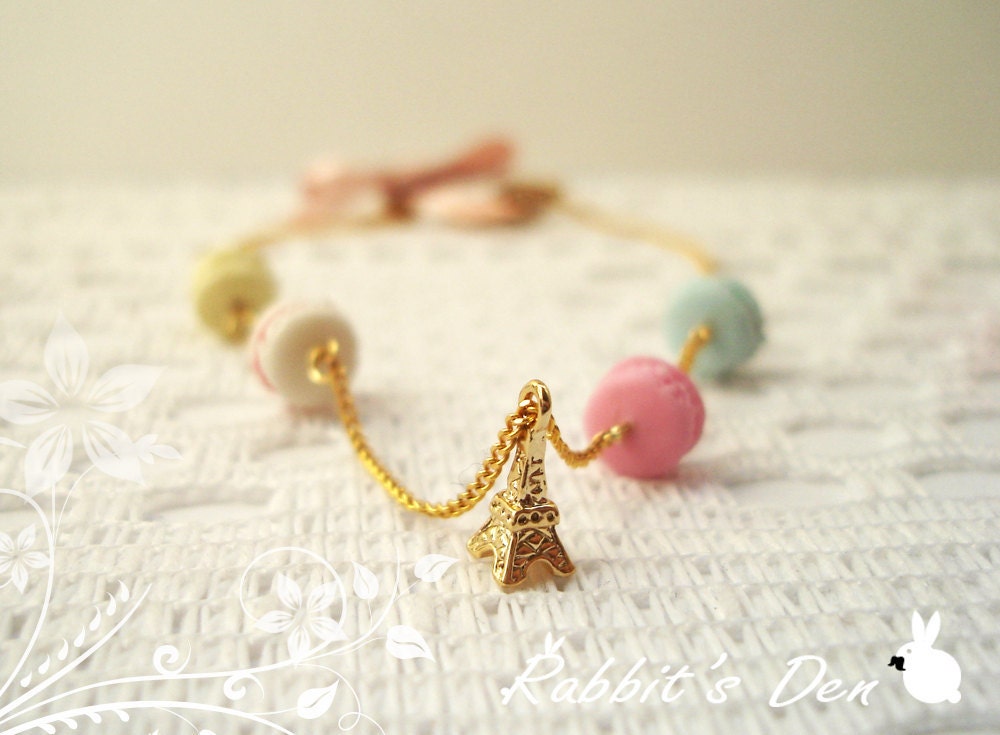 All Time Favourite: Eiffel Tower and Macarons Gold Bracelet, Gift