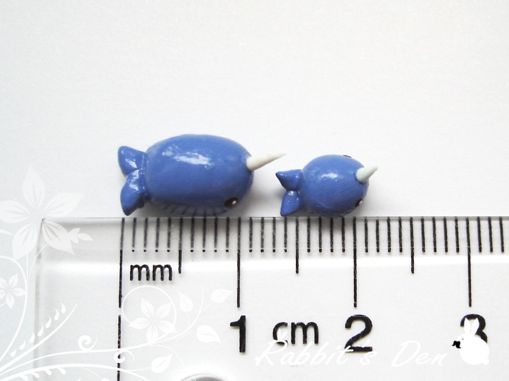 10% Off Sale: Miniature Clay Narwhal Mother and Baby Set