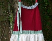 Upcycled recycled- boho- mini- tunic-eco friendly- bohemian- babydoll-tattered  dress