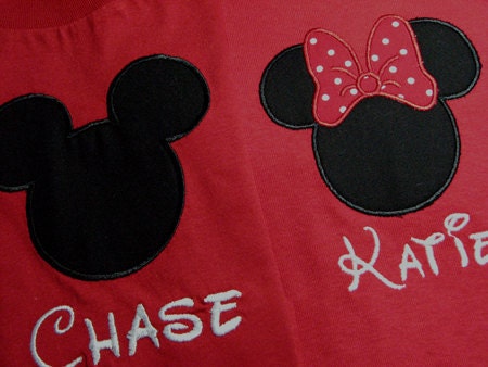 Mickey and Minnie Mouse Custom Shirts for Twins. SHORT or LONG SLEEVES