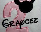 Personalized Minnie Mouse Second Birthday Number shirt for infants toddler or girls sizes. Light Pink Polka Dots. SHORT SLEEVES
