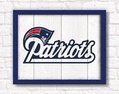 New England Patriots rustic wall hanging 16"x20" handmade sign - Patriots wall sign for Boys room or Man cave decor - Boston sports fan