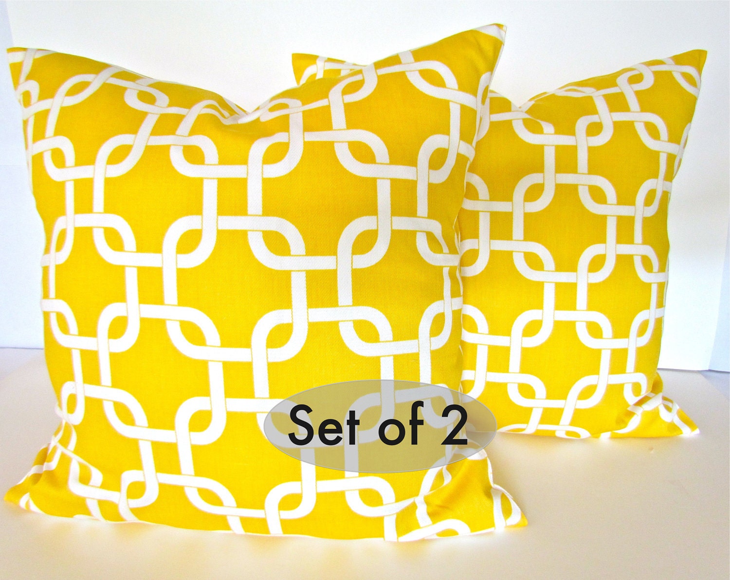 YELLOW PILLOWS SET Of 2 20x20 Decorative by SayItWithPillows