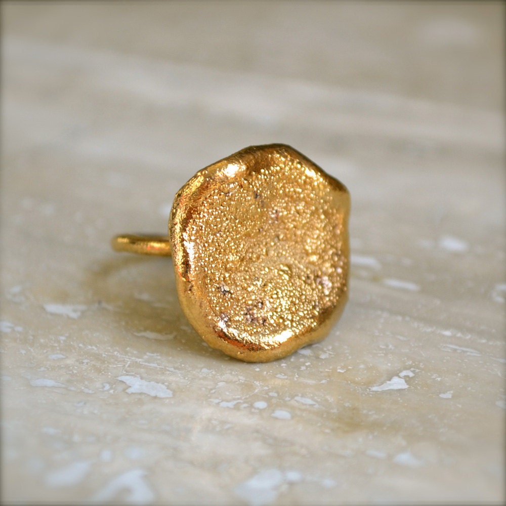 Large Gold Textured Ring