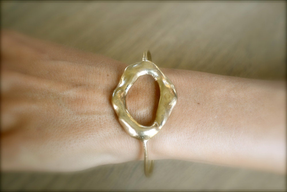 Gold Bangle With Large Ring