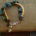 Lucile Bracelet - Green Dalmation Jasper, Tiger's Eye, Natural Seed, Pearl and Vintage Beads with Elephant Clasp