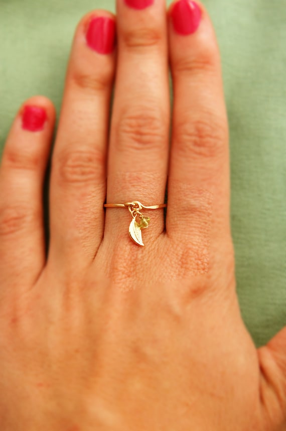 Gold ring - ANY SIZE -14k gold filled, gold leaf, peridot ring gold, thin ring, stacking ring, hammered gold ring
