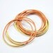 Coral leather bangles, gold tube bangle bracelet