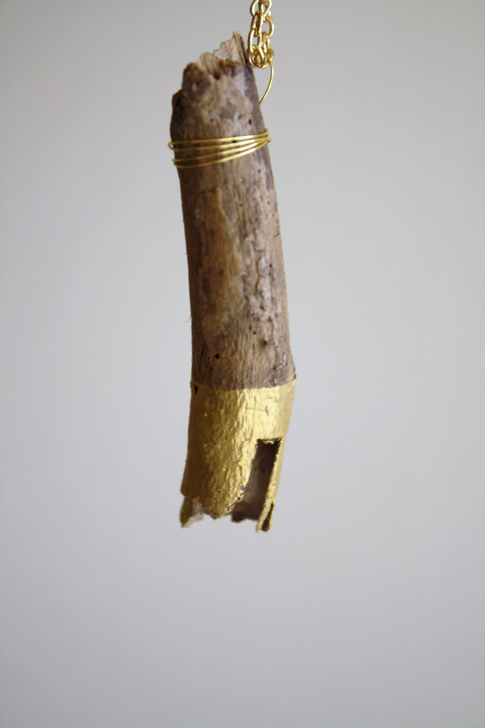 Driftwood Pendant Necklace in Gold Dipped Color Block