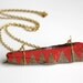 Driftwood Necklace Bar Necklace in Coral Pink Hand Painted Tribal Geometry Bunting Garland