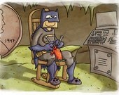 Batman Knitting a Robin Suit Print Super Hero Parents