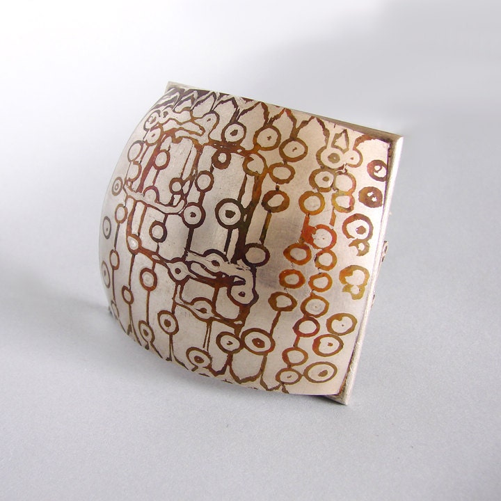 MULTIRADIAL Mokume Gane Silver  Copper Brooch