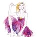 Watercolor pencil fashion print Lady in Purple dress A3