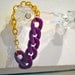 SALE - 20% OFF - Double Stranded Bracelet in Hot Purple: Acrylic and Gold Chain Link