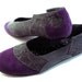 Handmade Eco-vegan Ballet Flats - Purple and Grey - Hand Screen Printed Illustration - Recycled Tire Soles