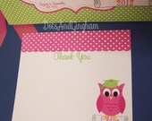 Graduation Owl Girl Printable Thank You Note Card - Kindergarten Graduation-Owl Graduate-Graduation Thank You-Graduation Printable
