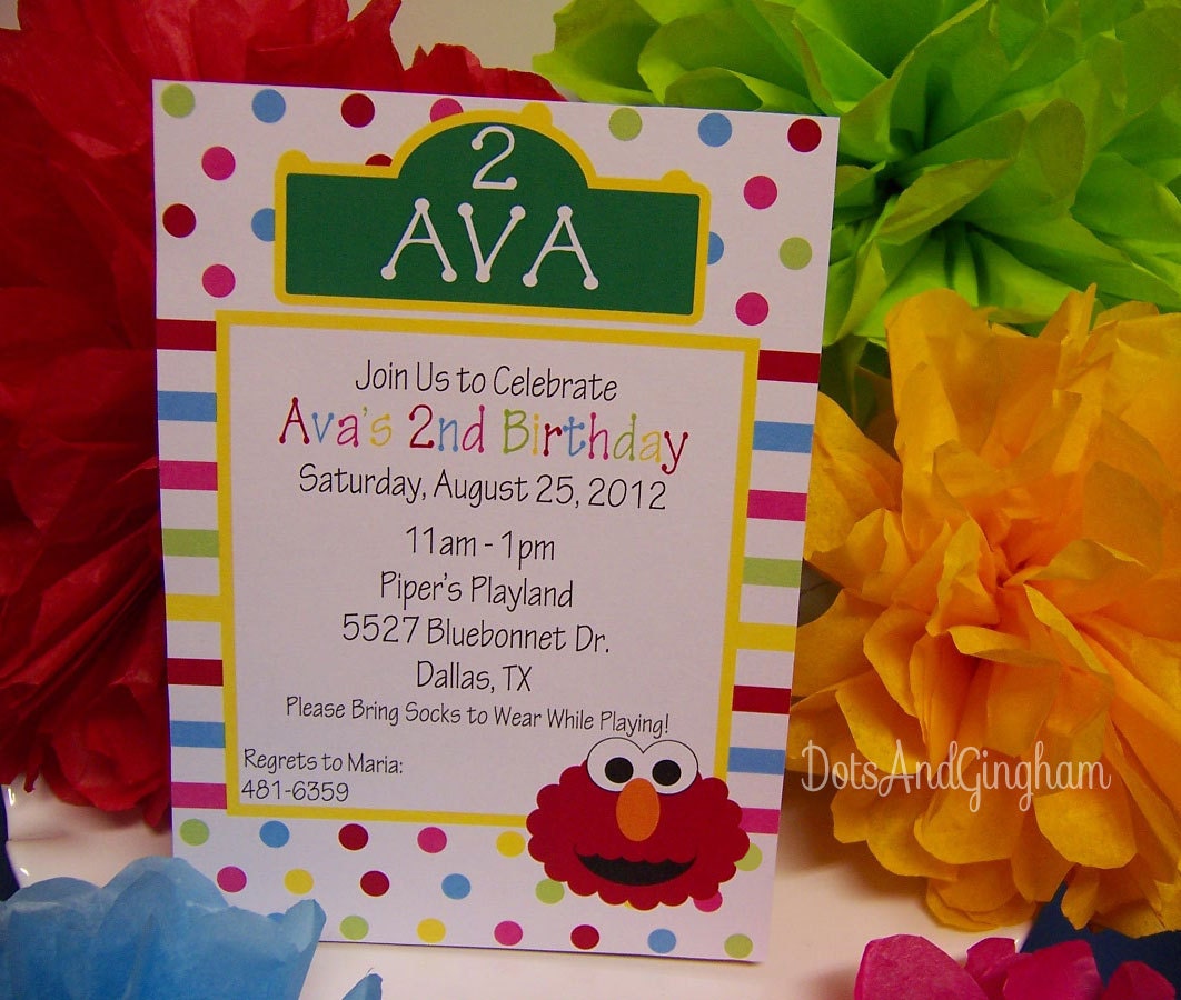 Elmo Invitation - Elmo Party - Printable Elmo Sesame Street Invitation - by DotsAndGingham