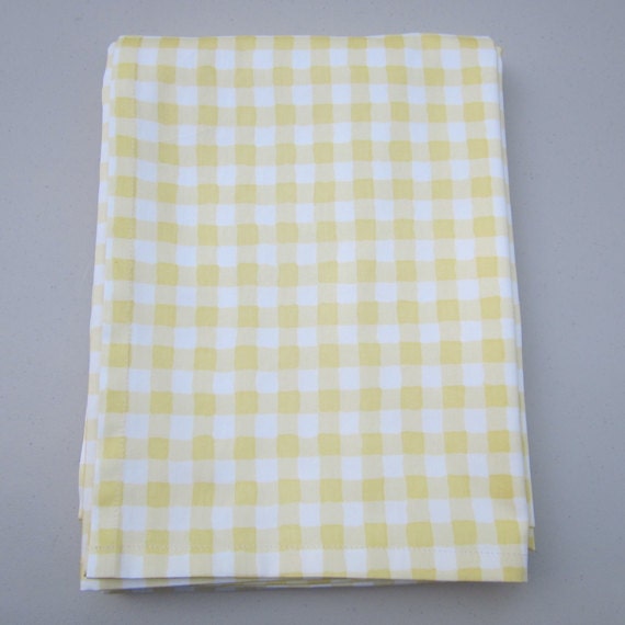 Tablecloth Yellow Check 52x70 Linens, Cotton, handmade, dining, kitchen, housewares, home decor,