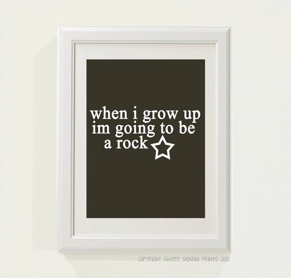Brown "When I grow up" Nursery decor, baby nursery art. Nursery Wall quote, typographic print, 8x10" PDF