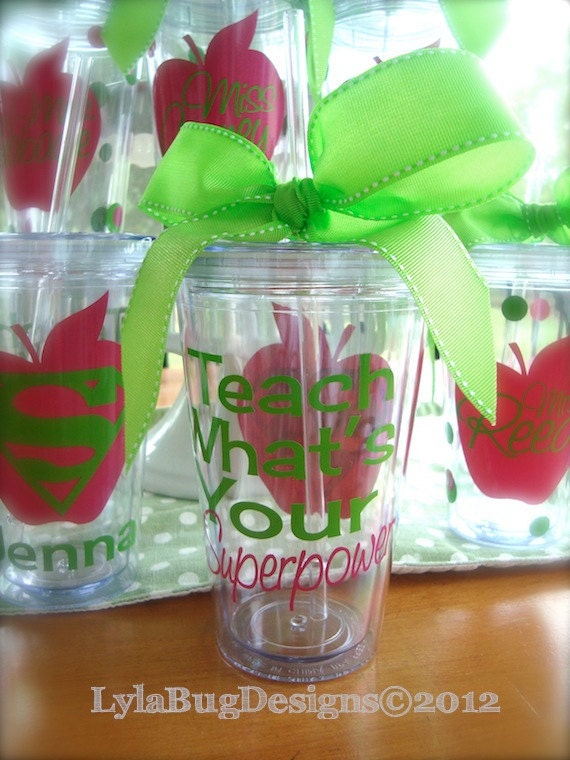 I Teach...What's Your Superpower Teacher Appreciation 16oz Personalized Acrylic Tumbler
