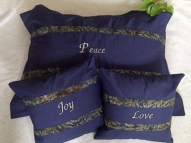 Inspirational Pillow Set- Love Peace and Joy Decorative Throw Pillows