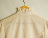 SALE Vintage ruffle neck button down shirt with pink pin stripes