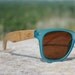 Unique Handmade Indie Hipster Vintage Retro Unisex Wayfarer Ray-Ban Style Blue Turquoise Wooden Sunglasses. Made with Bamboo