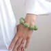 Green beaded balls fabric bracelete thread cotton for women textile rustic woodland natural colors