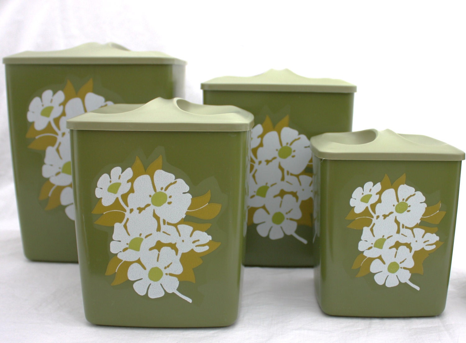 Vintage Avocado Green Kitchen Canister Set - Flair37