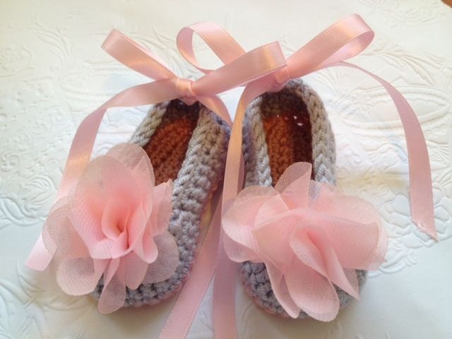 Crochet Baby Booties, Baby Girl Booties, Ballerina  Booties