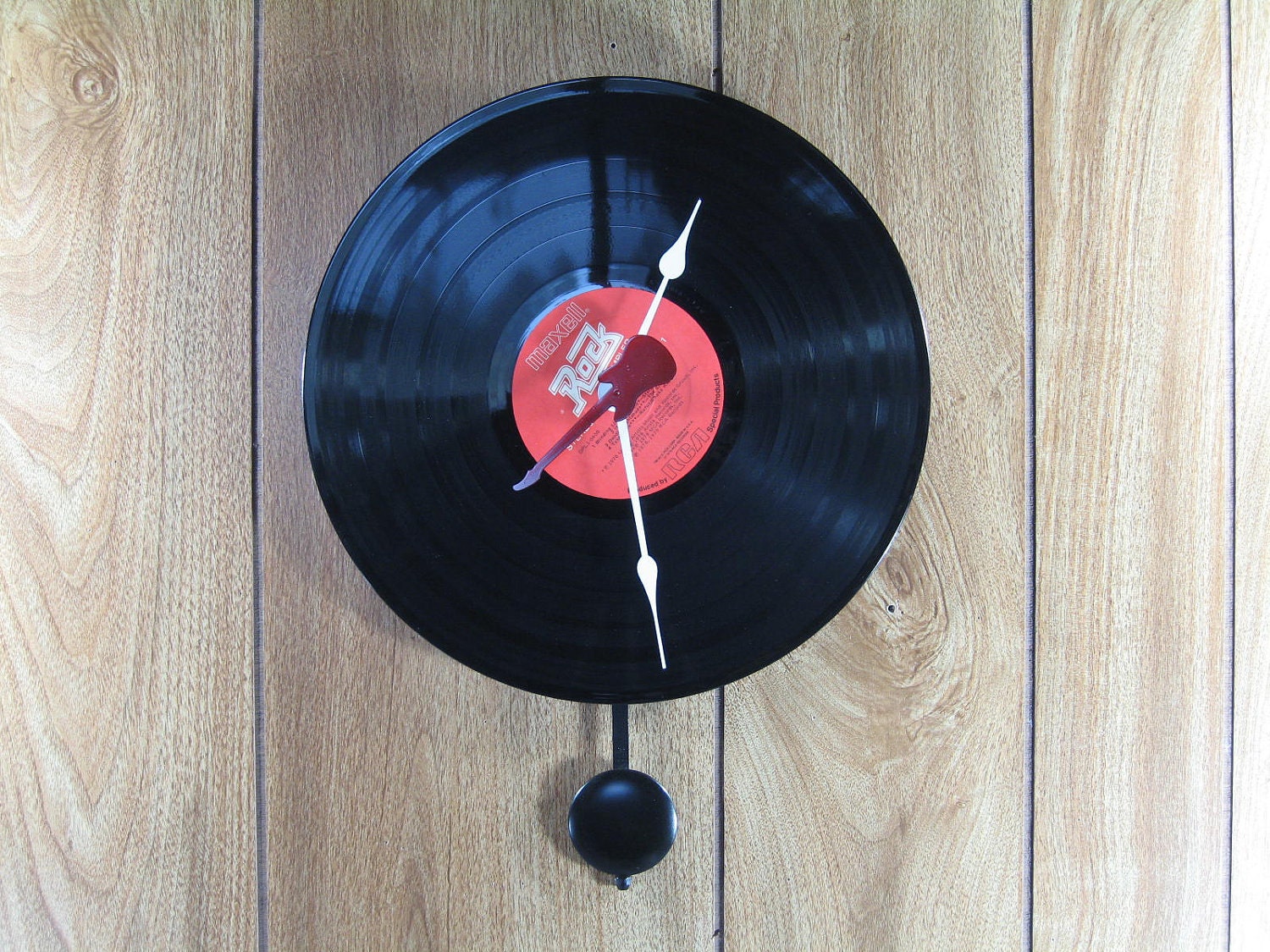 Unique Handmade Wall Clock Upcycled Vintage Record Album Home Decor Computers and Clocks, Free Priority Shipping Included