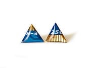 geometric triangle stud earrings, valentine's day, blue gold arrows, simple earrings, resin jewelry, minimalist summer, tribal jewelry