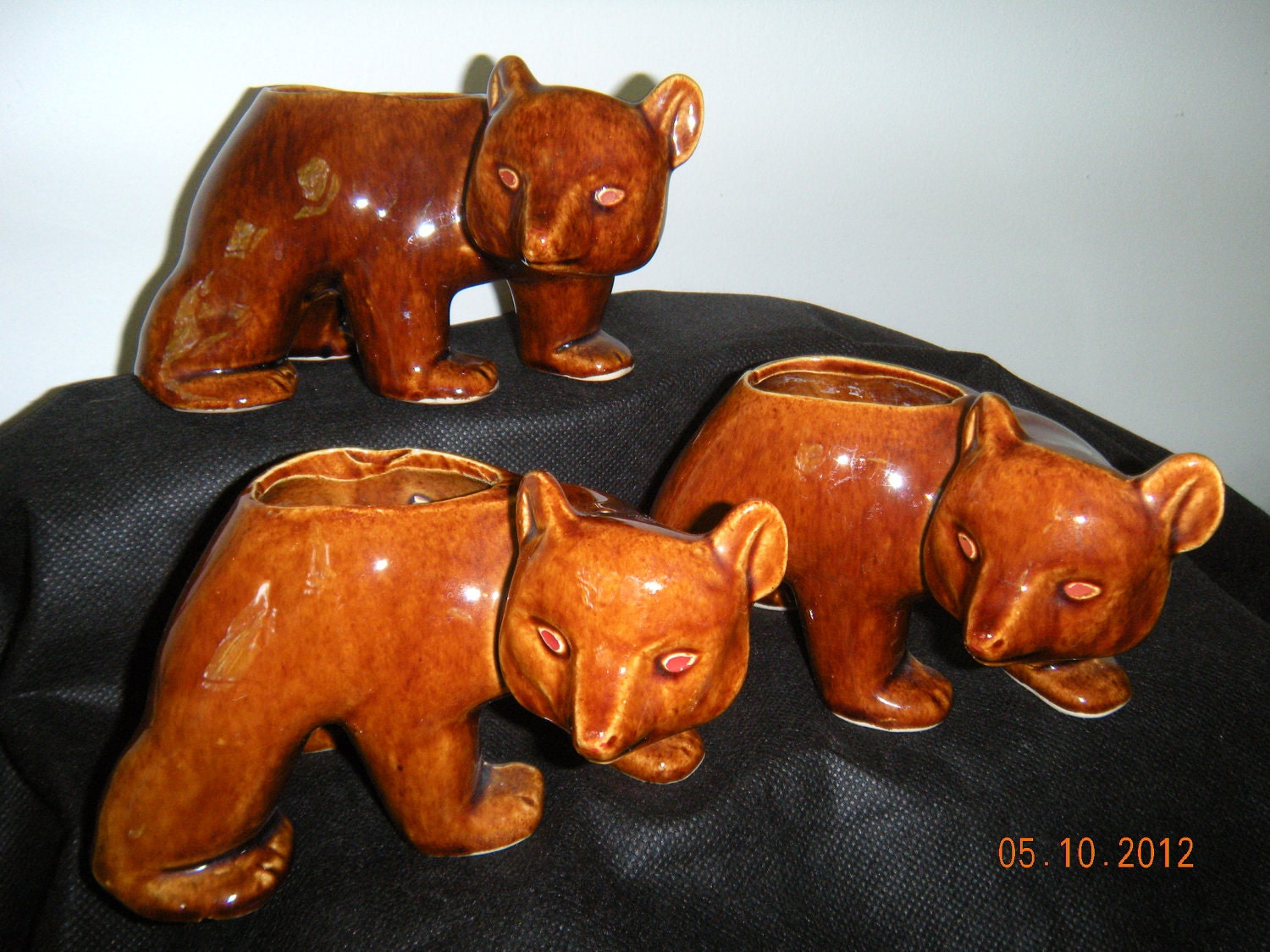 Vintage Brush McCoy Three Brown Bear"s / Planters.... (1941)