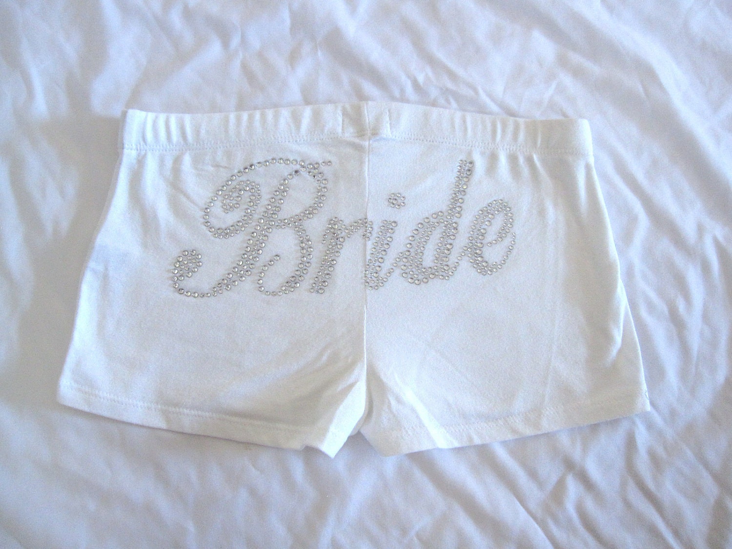 Bride Shorts. Rhinestone White Honeymoon Booty Shorts Panties. Wedding Gift.