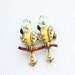 Vintage Lovebirds Birds Parrots Sitting on a Branch Brooch Pin 1960s