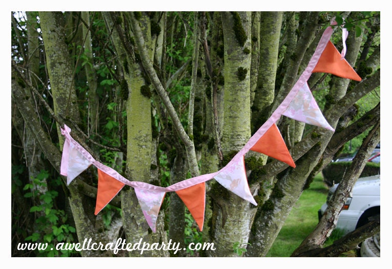 Pink and Orange Fabric Triangle Banners