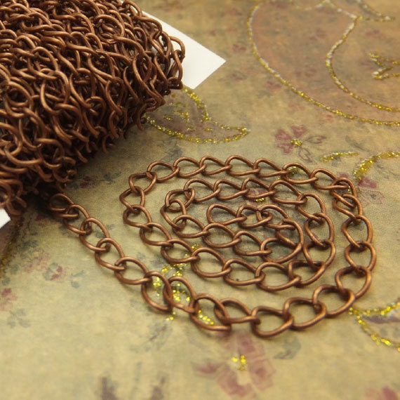 45 Feet Copper Iron Twist Links Chain, 6mm x 3mm - 1058CH045